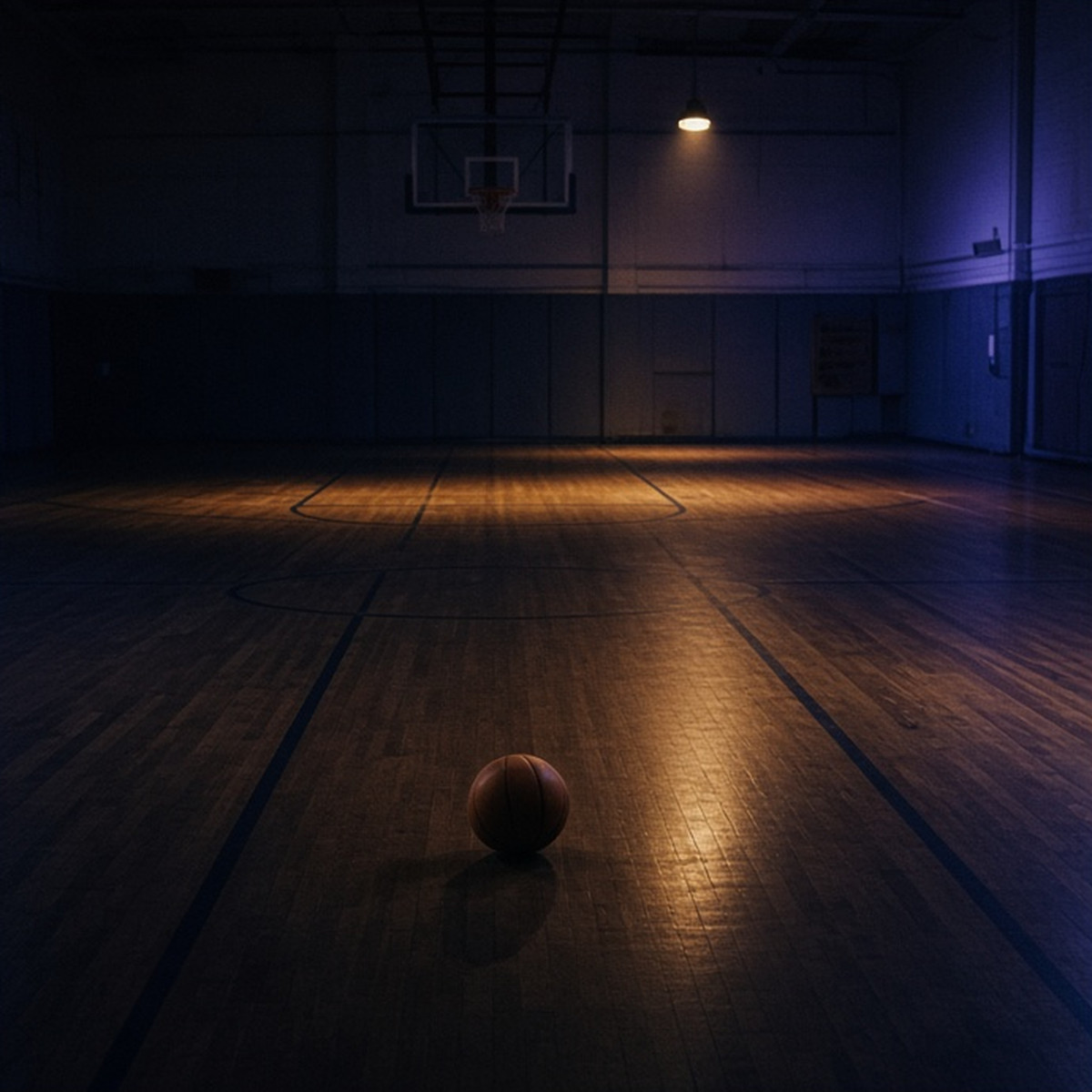 Court geometry settling after fictional basketball movement