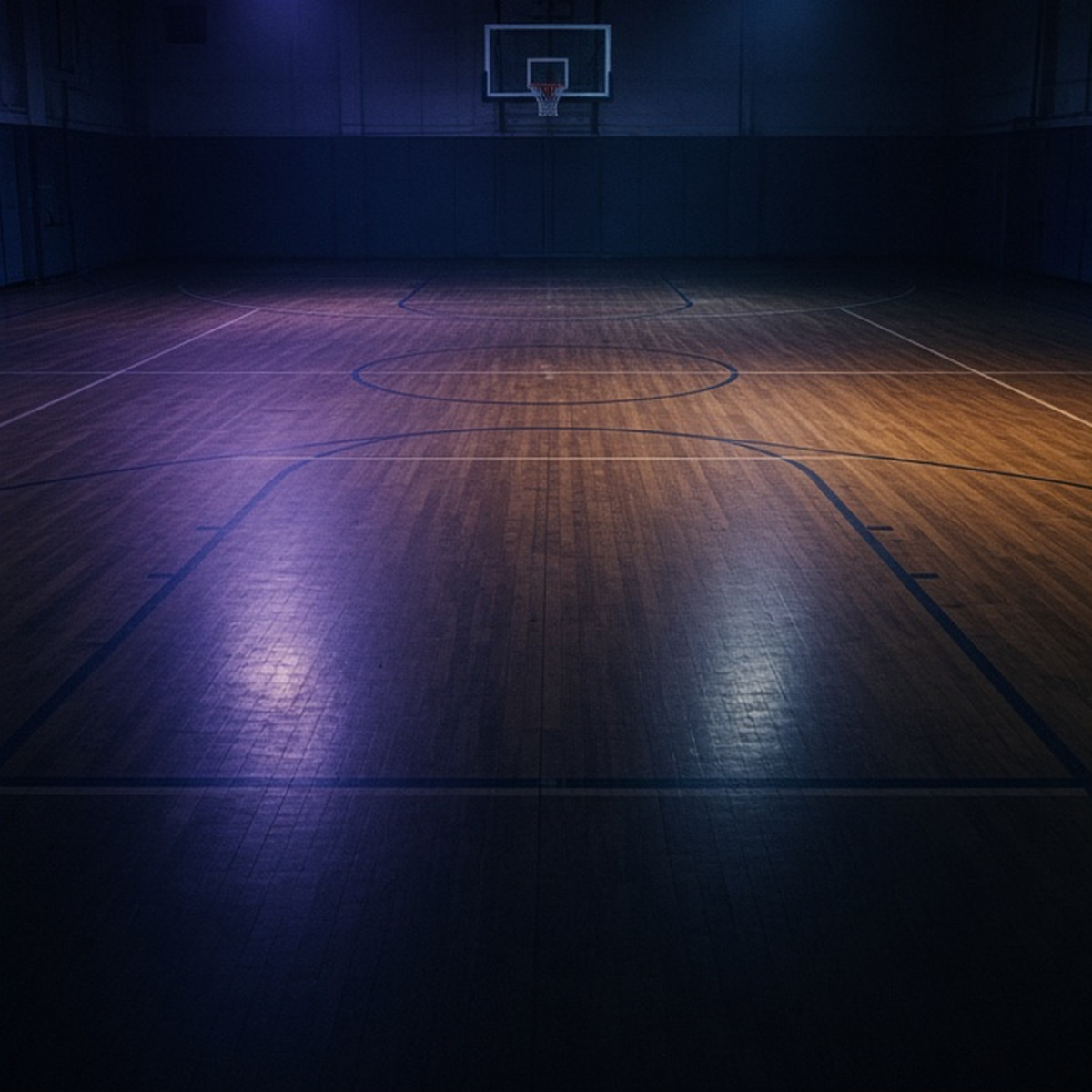 A reflective open lane on a fictional court