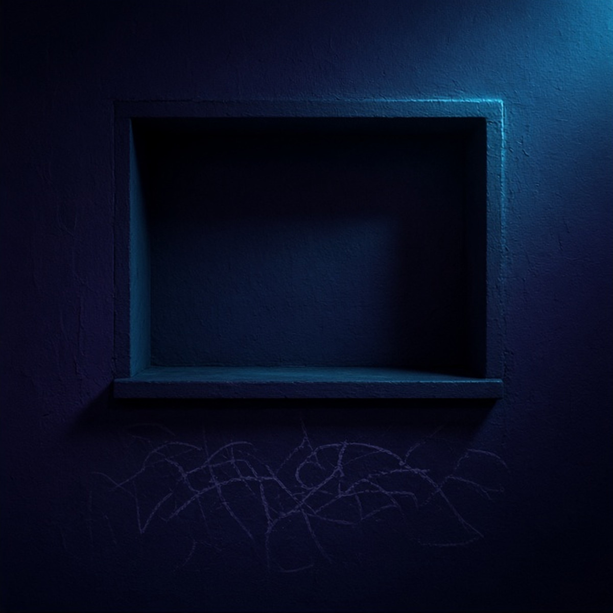 An empty rack-like space under quiet court light