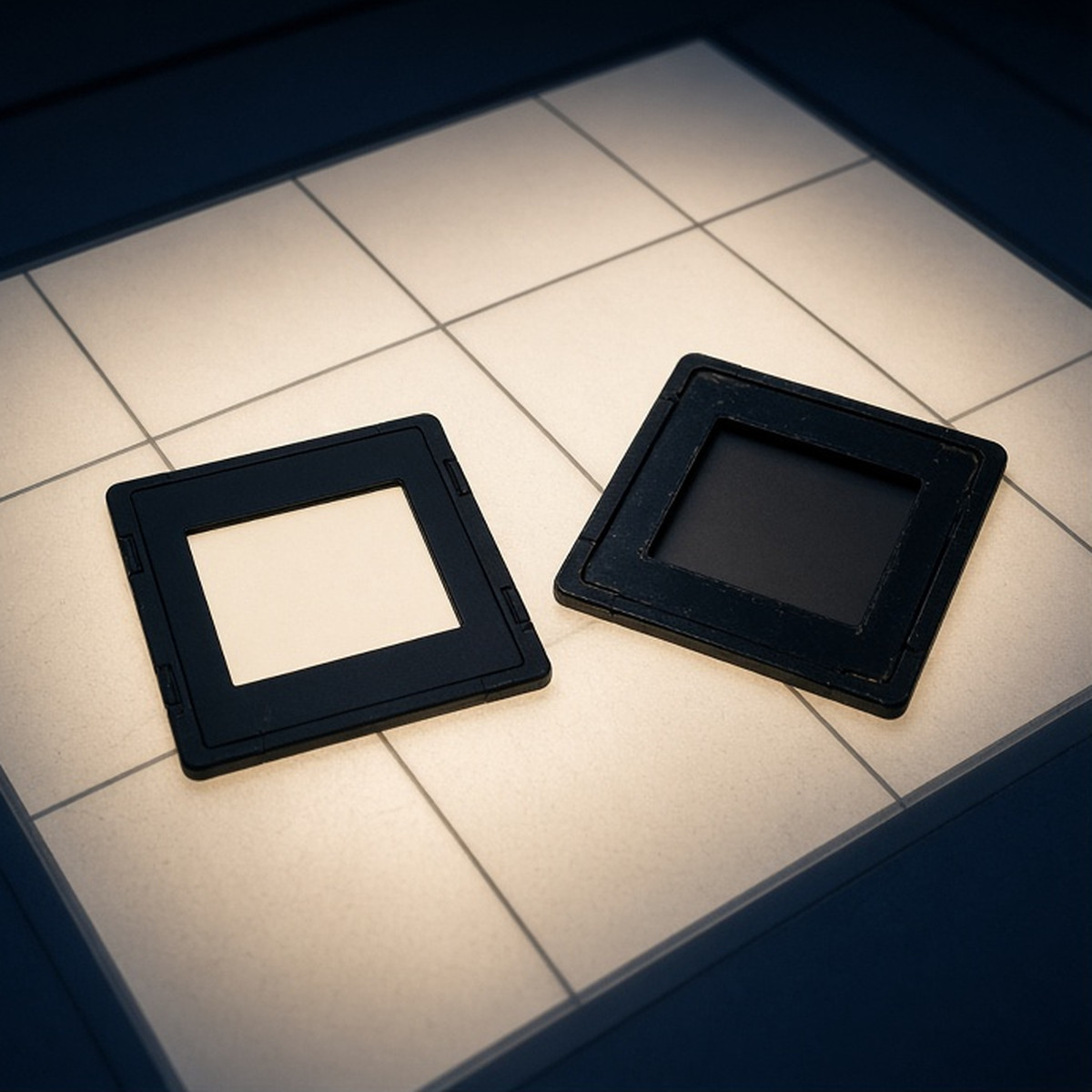 A fresh blank film frame replacing a weathered one